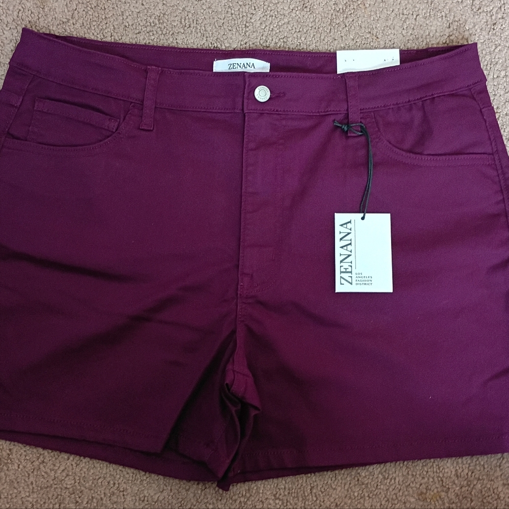 Zenana Outfitters Women's Dark Purple High Waist Shorts